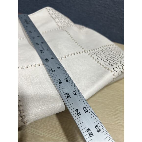 Clarks Ivory Perforated Block Pattern Faux Leather Detachable Crossbody Strap - Picture 13 of 13